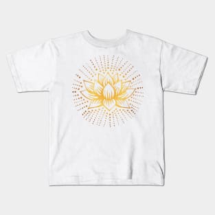 White Golden Lotus Mandala Kids T-Shirt